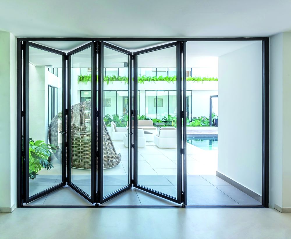 Black Cortizo aluminium 5-panel bifold door