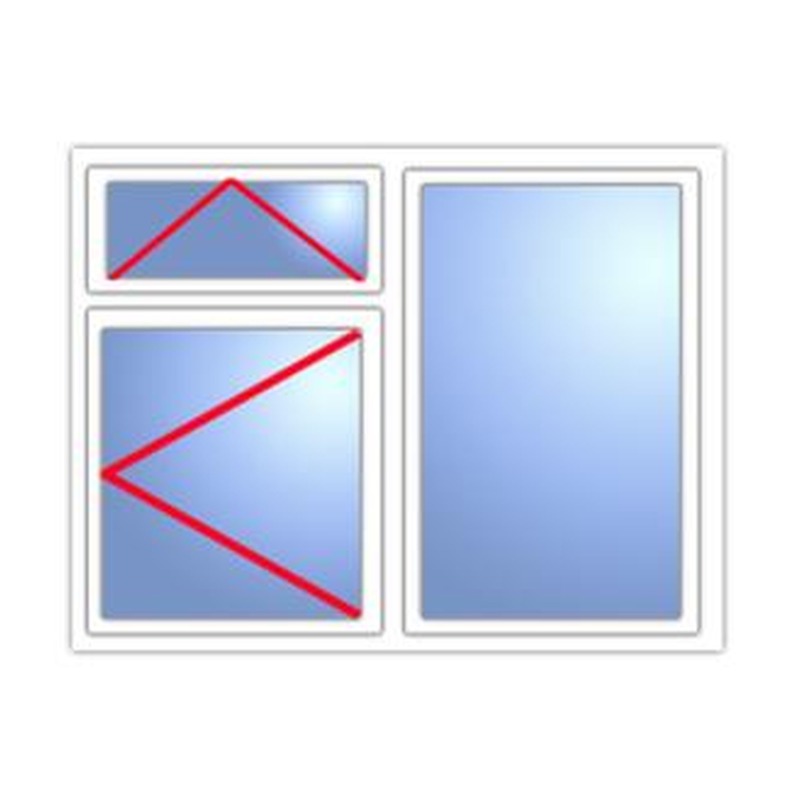 2 Pane Top Hung Transom over Side Hung with Fixed