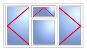 3L SHL + TH+Fixed + SHR uPVC casement window line drawing