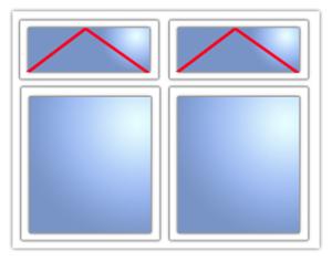 2L Wide: 2× TH Transoms + 2× Fixed uPVC casement window line drawing