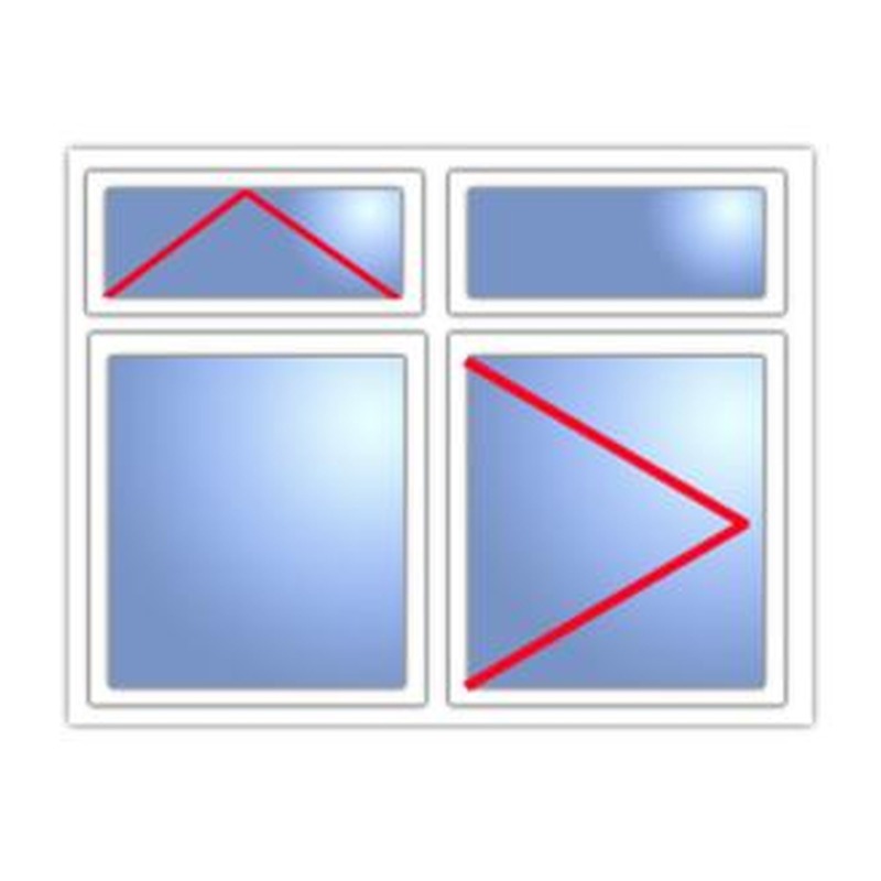 2 Pane Top Hung Transom over Fixed with Fixed Transom over Side Hung