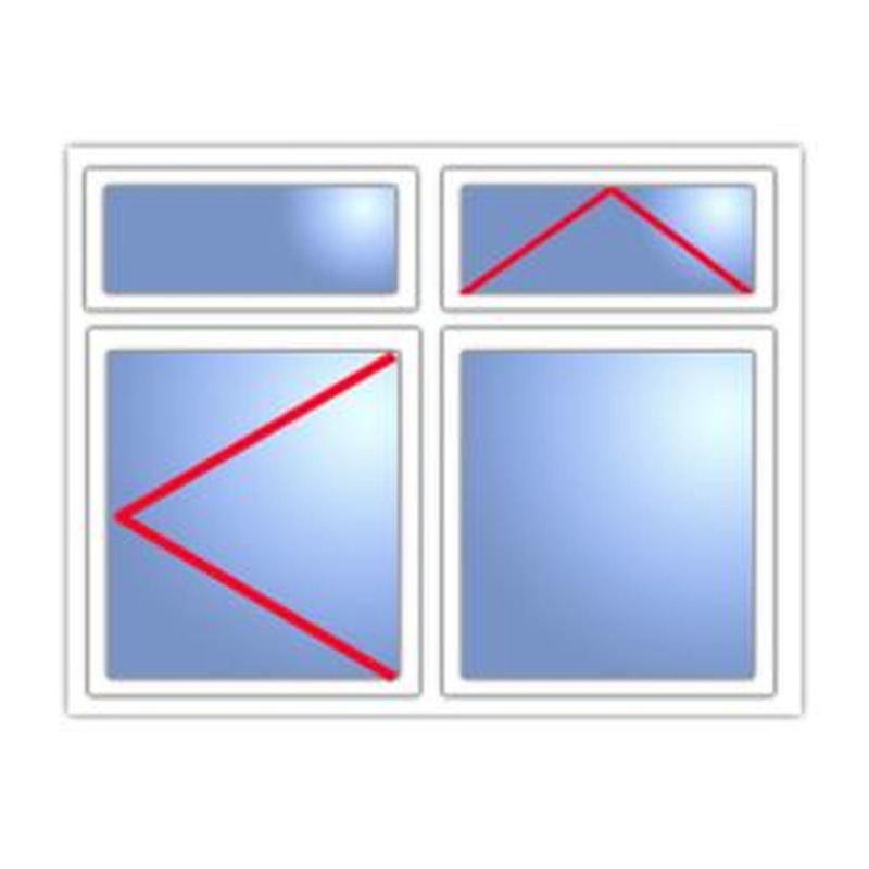2 Pane Fixed Transom over Side Hung with Top Hung Transom over Fixed