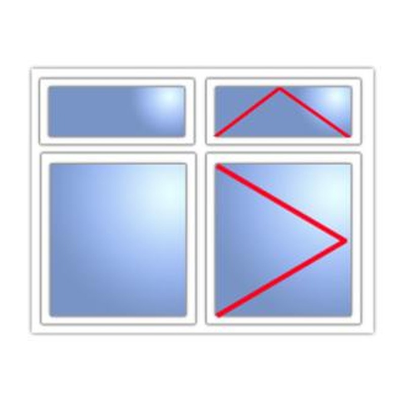 2 Pane Fixed Transom over Fixed with Top Hung Transom over Side Hung